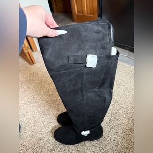 NWT Black Suede Over Knee-High Boots WW and Wide Calf
